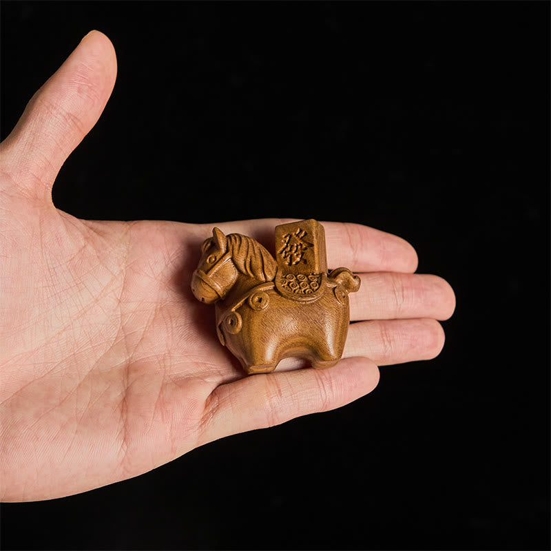 Nimara Ritual Year of the Horse Get rich Green Sandalwood Small Leaf Red Sandalwood Linden Wood Animals Positive Decoration