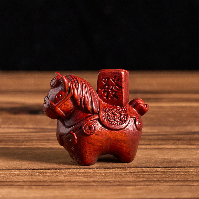Nimara Ritual Year of the Horse Get rich Green Sandalwood Small Leaf Red Sandalwood Linden Wood Animals Positive Decoration