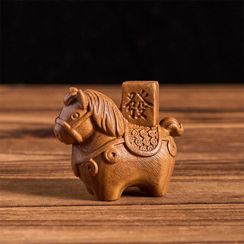 Nimara Ritual Year of the Horse Get rich Green Sandalwood Small Leaf Red Sandalwood Linden Wood Animals Positive Decoration