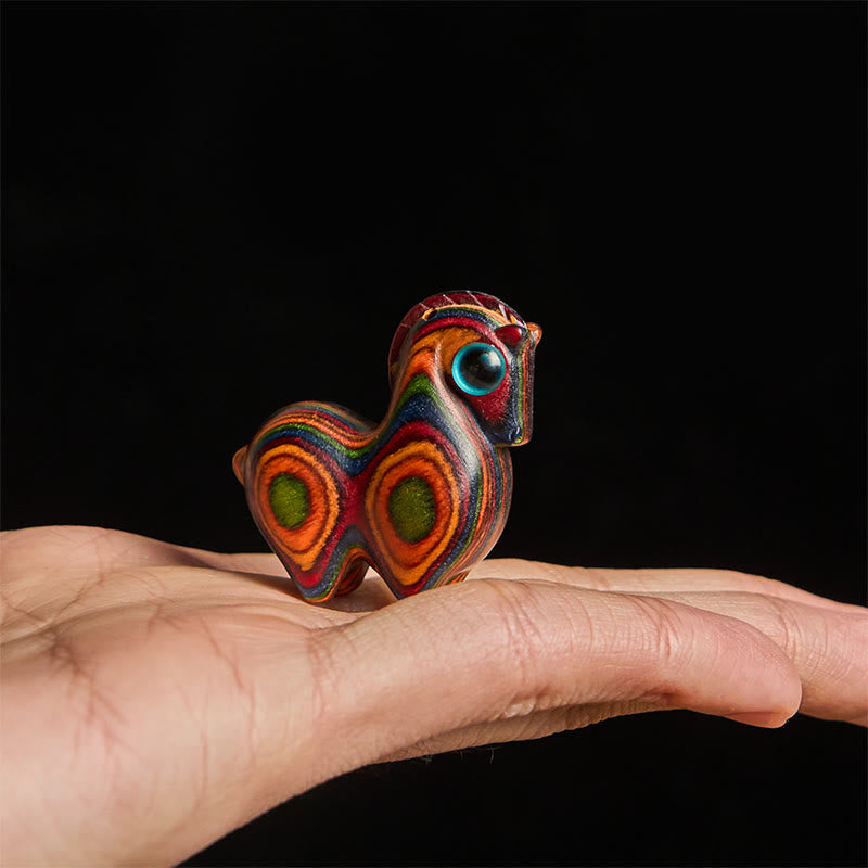Reduce Stress and Positive Year Of The Horse Carved Tang Horse Rainbow Eucalyptus Desk Decoration