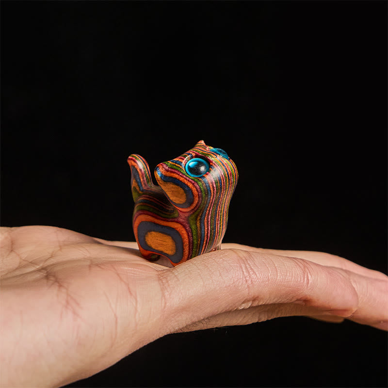 Nimara Ritual Carved Cute Kitten Rainbow Eucalyptus Reduce Stress Decoration