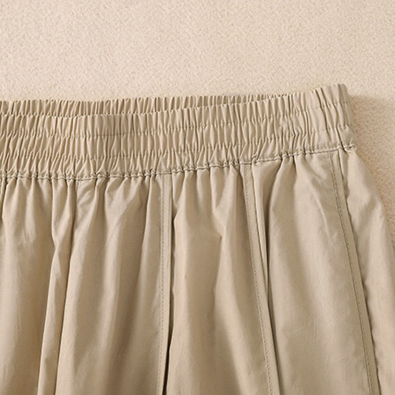 Nimara Ritual Summer Simple Pure Color High Waisted Pleated Women's Harem Pants With Pockets