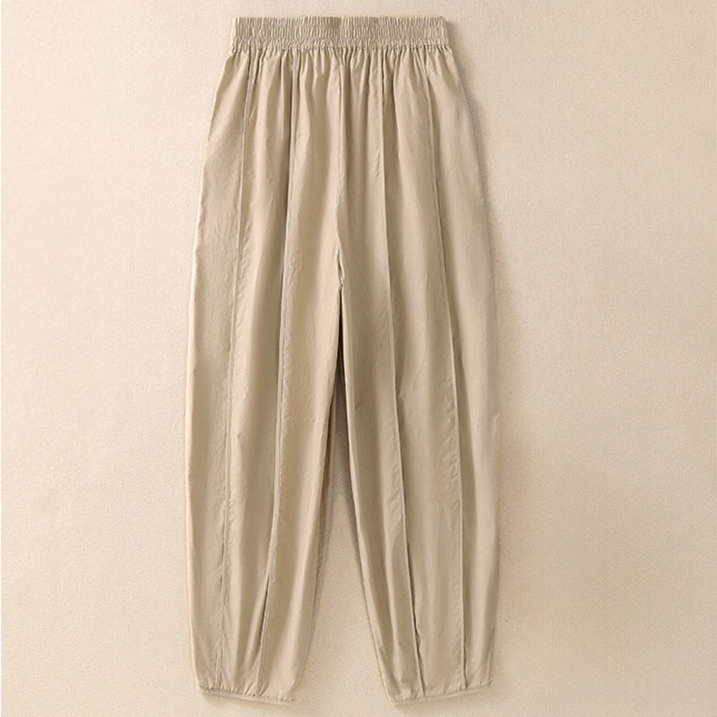 Nimara Ritual Summer Simple Pure Color High Waisted Pleated Women's Harem Pants With Pockets