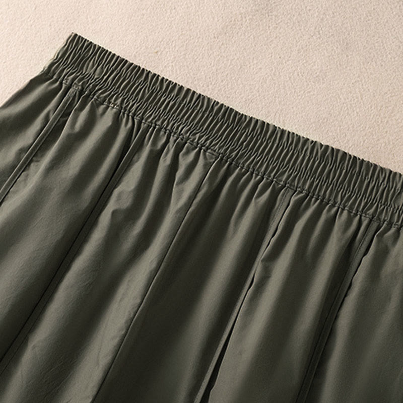 Nimara Ritual Summer Simple Pure Color High Waisted Pleated Women's Harem Pants With Pockets