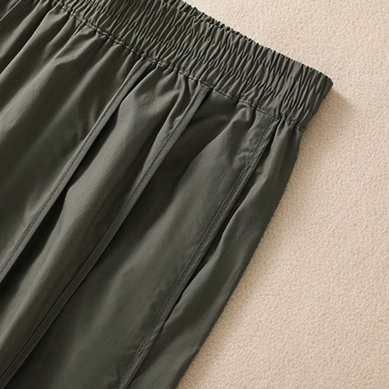 Nimara Ritual Summer Simple Pure Color High Waisted Pleated Women's Harem Pants With Pockets
