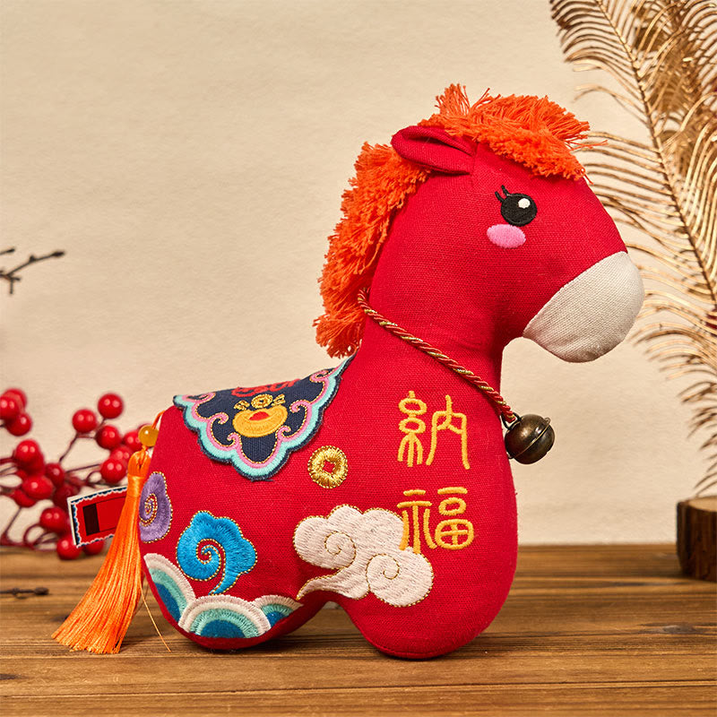 Nimara Ritual Year of the Horse Copper Red String Fu Character Embroidery Prosperity Home Decoration