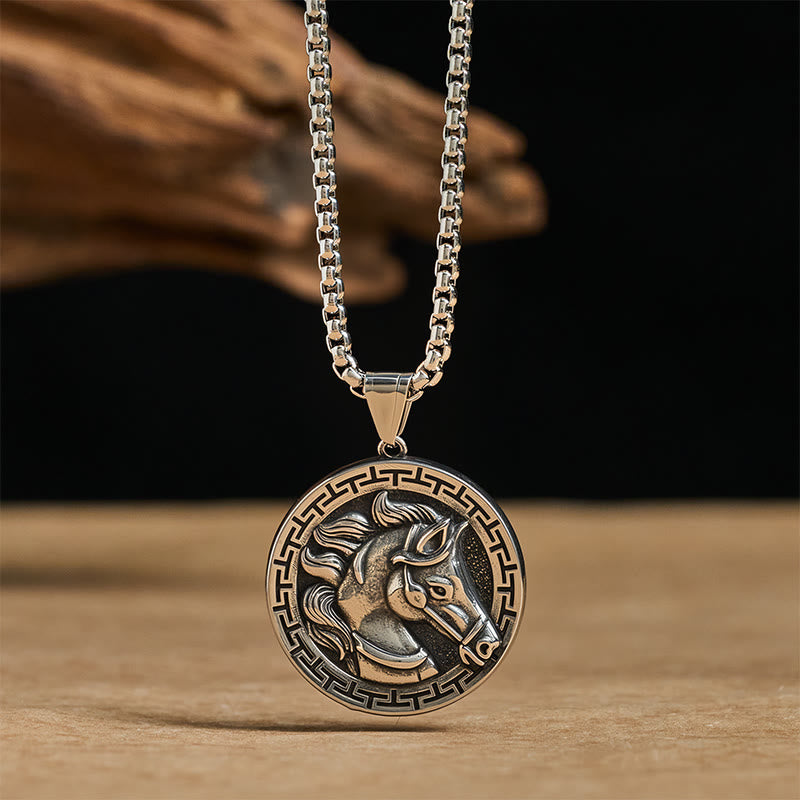 Nimara Ritual Year Of The Horse Titanium Steel Balance Necklace Pendants