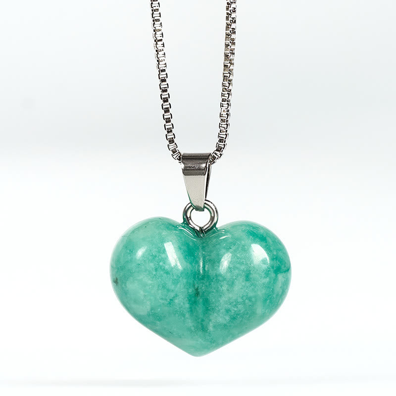 Nimara Ritual Heart Design Amethyst Topaz Pink Crystal Opal Tiger Eye White Crystal Red Jasper Amazonite Green Aventurine Black Obsidian Citrine Balance Necklace Pendant