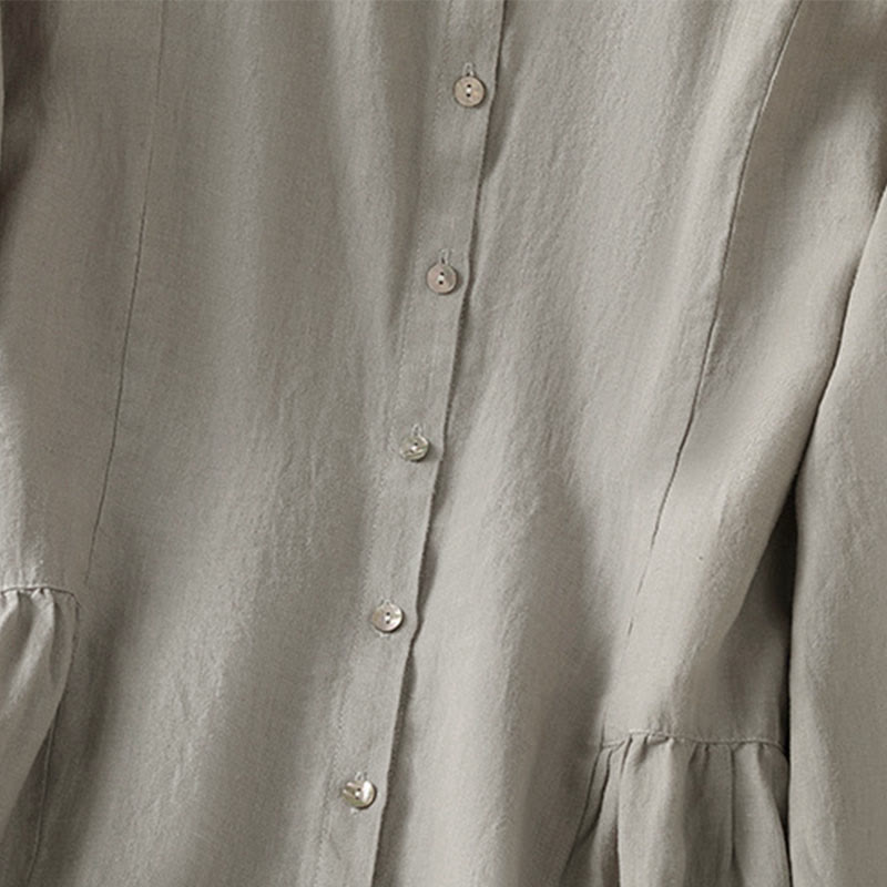 Nimara Ritual Fall Commute Patchwork Plain Design Long Sleeve Women's Cotton Buttons Shirt