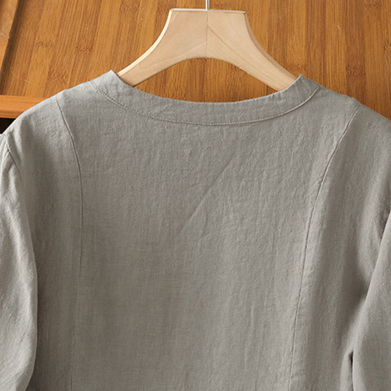 Nimara Ritual Fall Commute Patchwork Plain Design Long Sleeve Women's Cotton Buttons Shirt