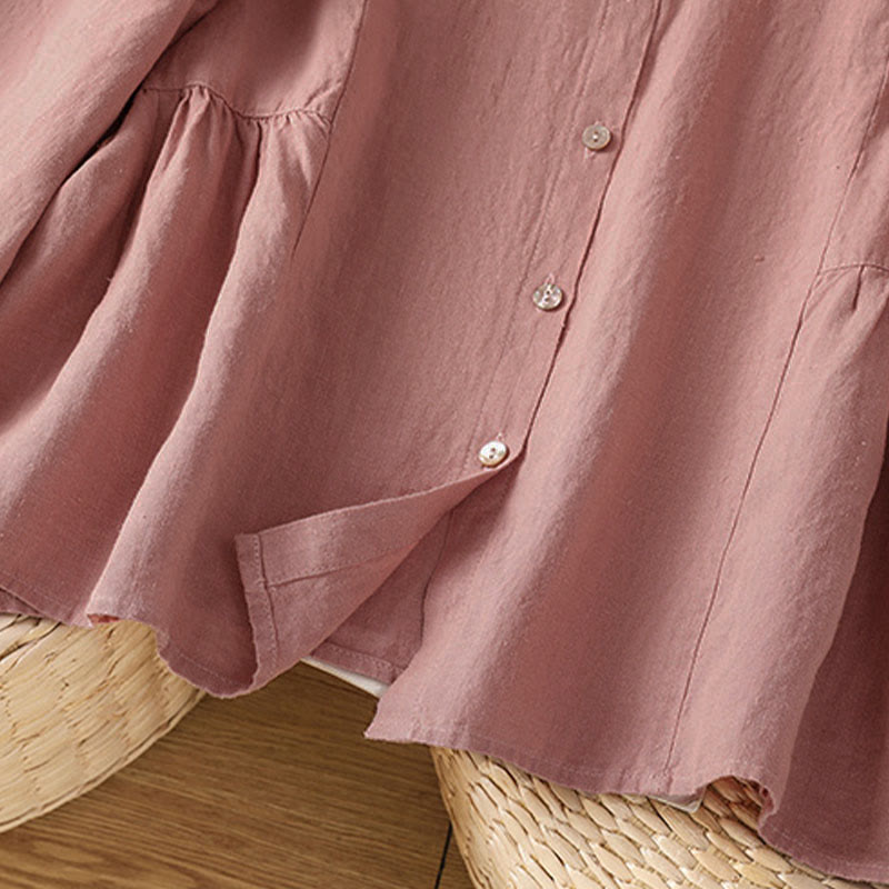 Nimara Ritual Fall Commute Patchwork Plain Design Long Sleeve Women's Cotton Buttons Shirt