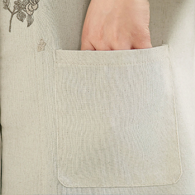 Nimara Ritual Commute Embroidery Floral Pattern Three Quarter Sleeve Women's Cotton Shirt With Pockets