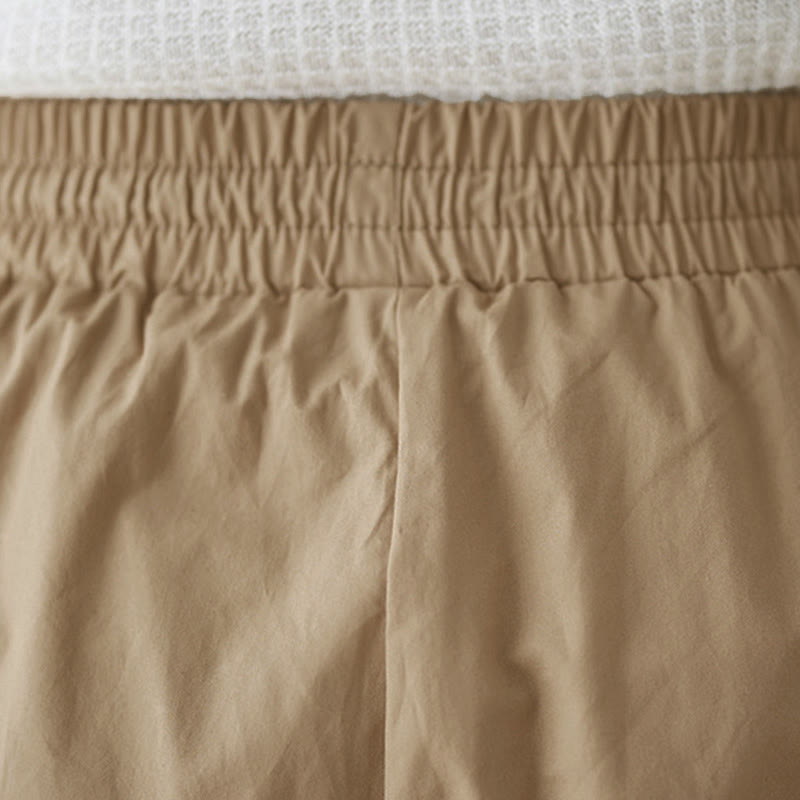 Nimara Ritual Plain Buttoned Side Design Capri Cropped Women's Wide Leg Pants With Pockets