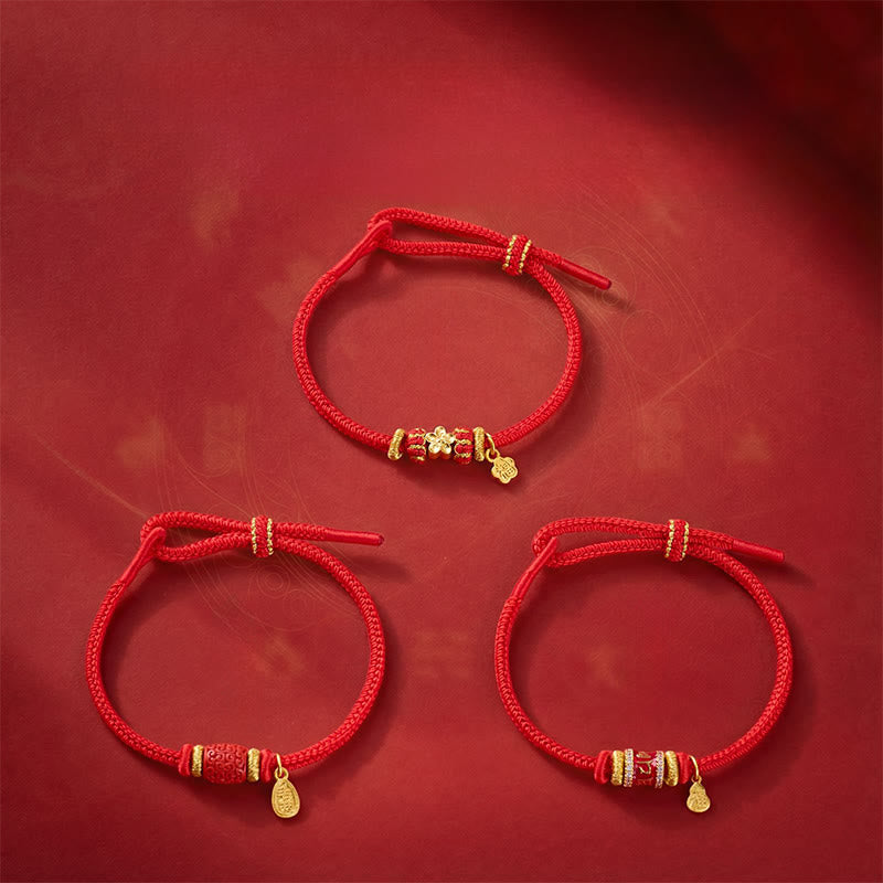 Nimara Ritual Om Mani Padme Hum Fu Character Copper Red String Luck Bracelet