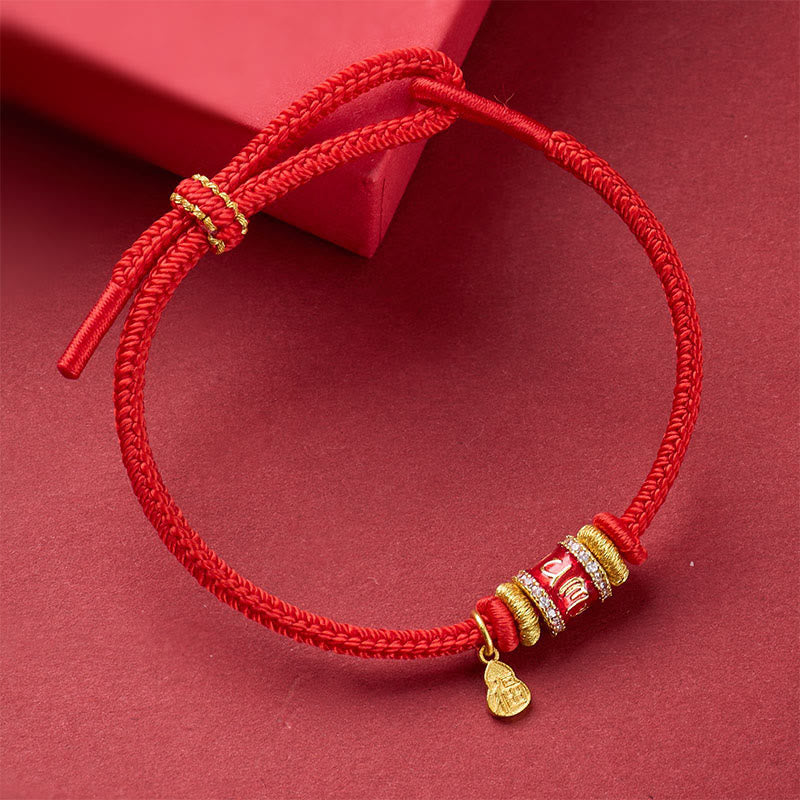 Nimara Ritual Om Mani Padme Hum Fu Character Copper Red String Luck Bracelet