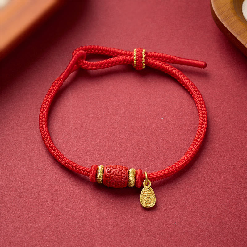 Nimara Ritual Om Mani Padme Hum Fu Character Copper Red String Luck Bracelet