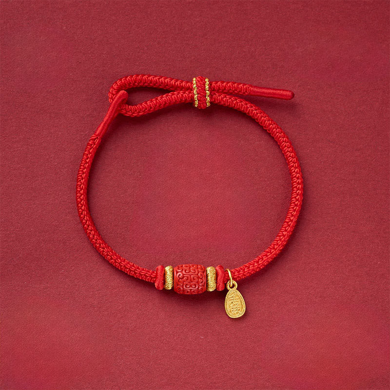 Nimara Ritual Om Mani Padme Hum Fu Character Copper Red String Luck Bracelet