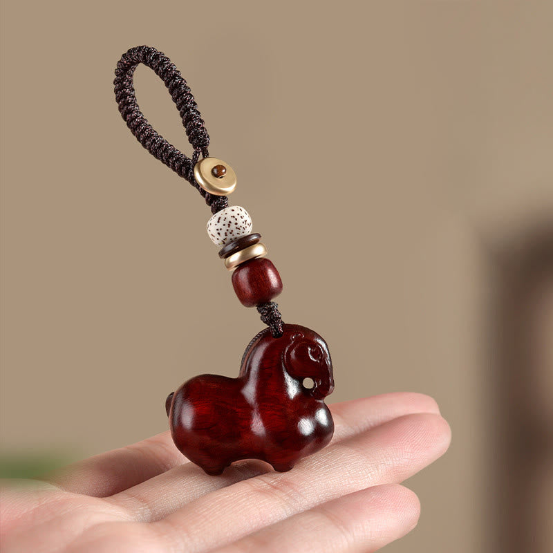 Nimara Ritual Year Of The Horse Small Leaf Red Sandalwood Balance Key Chain