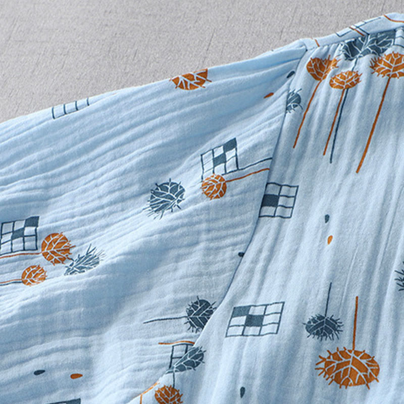 Nimara Ritual Printed Half Button DesignThree Quarter Gathered Sleeve Women's Cotton Shirt