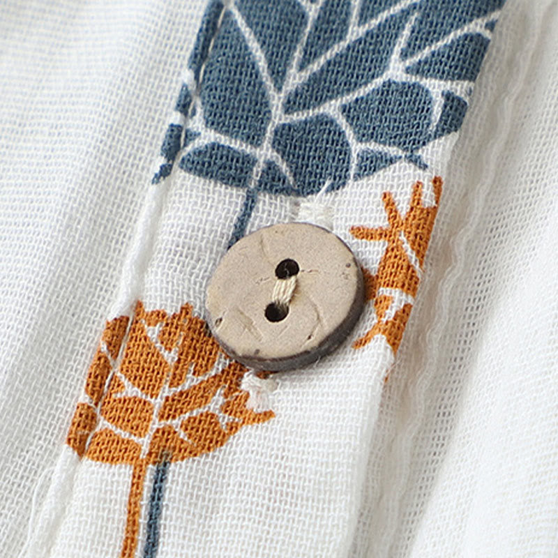 Nimara Ritual Printed Half Button DesignThree Quarter Gathered Sleeve Women's Cotton Shirt