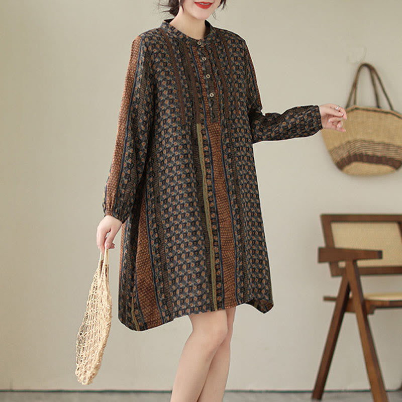 Nimara Ritual Retro Printed Floral Women's Accordion Pleats Design Long Sleeve Shirt With Pockets