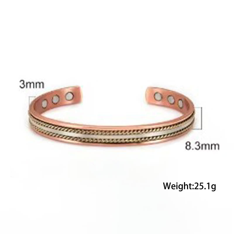 Nimara Ritual Retro Twisted Design Copper Open Wealth Luck Cuff Bracelet Bangle Ring