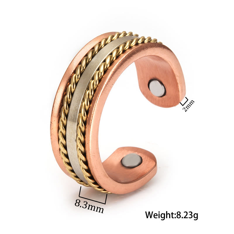 Nimara Ritual Retro Twisted Design Copper Open Wealth Luck Cuff Bracelet Bangle Ring
