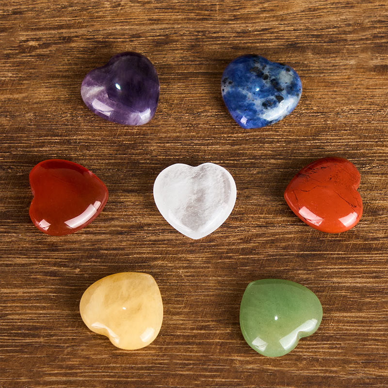 Nimara Ritual "May Love Surround You" Natural 6Pcs Small Amethyst Red Jasper Red Agate Topaz Green Aventurine Love Stone Decoration Includes Gift Message Card