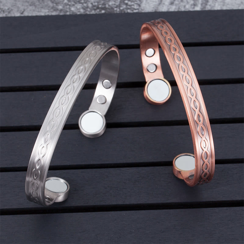Nimara Ritual Interwoven Loop Pattern Copper Balance Luck Open Cuff Bracelet Bangle