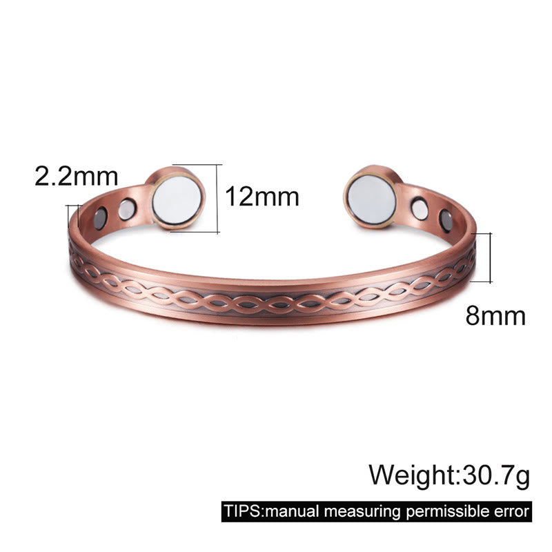 Nimara Ritual Interwoven Loop Pattern Copper Balance Luck Open Cuff Bracelet Bangle