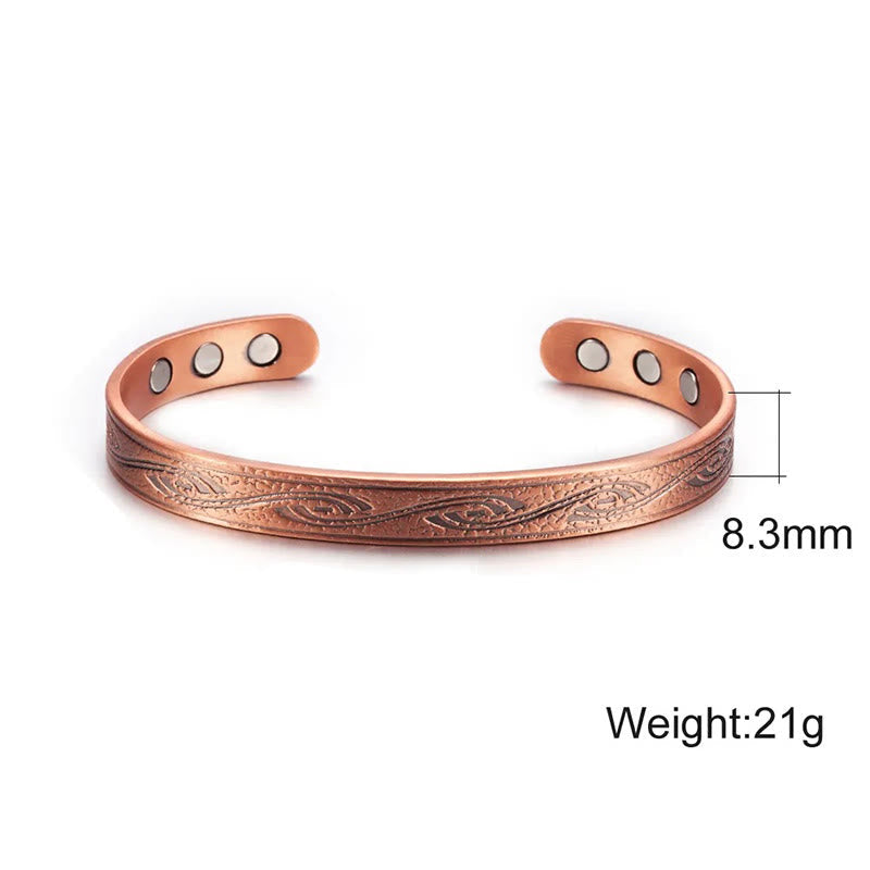 Nimara Ritual Spiral Pattern Copper Balance Open Adjustable Cuff Bracelet Bangle