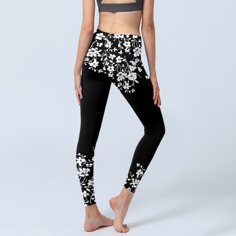 Nimara Ritual Gorgeous Minimalist Style Flower Pattern Print Gym Leggings Women's Yoga Pants