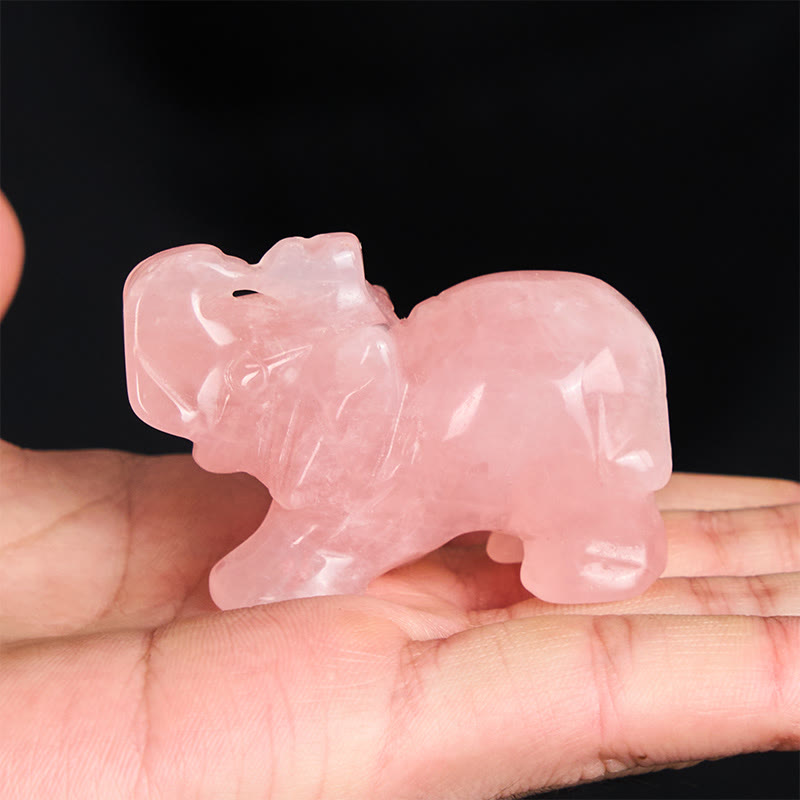 Nimara Ritual ''May Blessings Walk With You'' Natural Small Elephant Amazonite Amethyst Jade Black Obsidian Stone Decoration Includes Gift Message Card