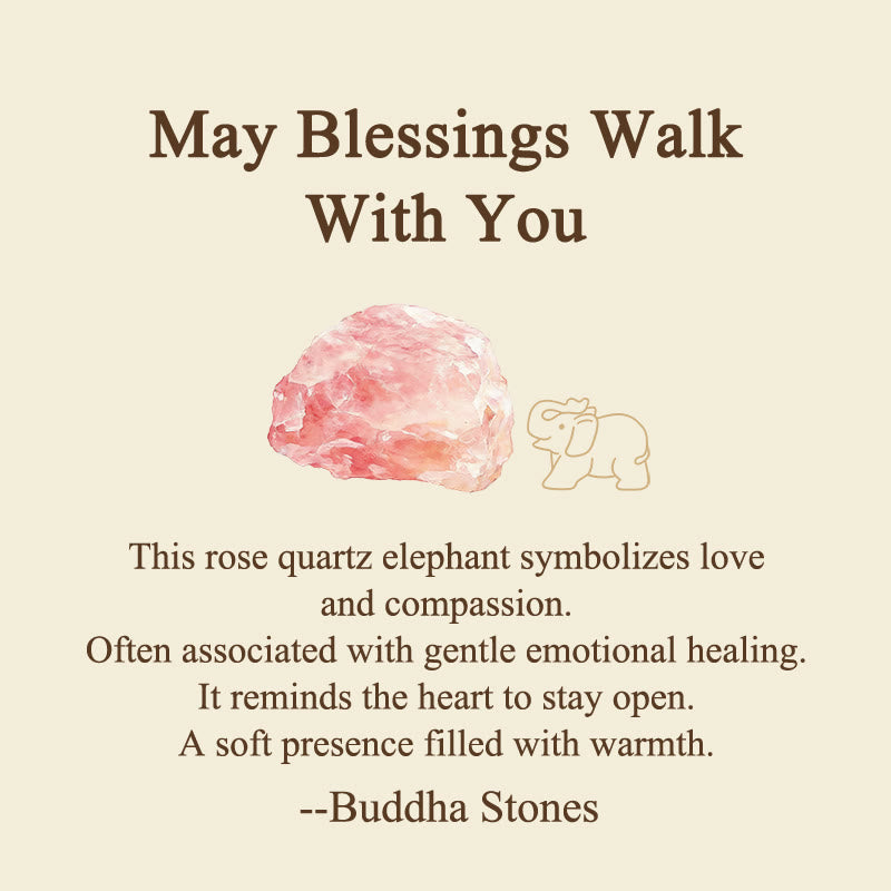 Nimara Ritual ''May Blessings Walk With You'' Natural Small Elephant Amazonite Amethyst Jade Black Obsidian Stone Decoration Includes Gift Message Card