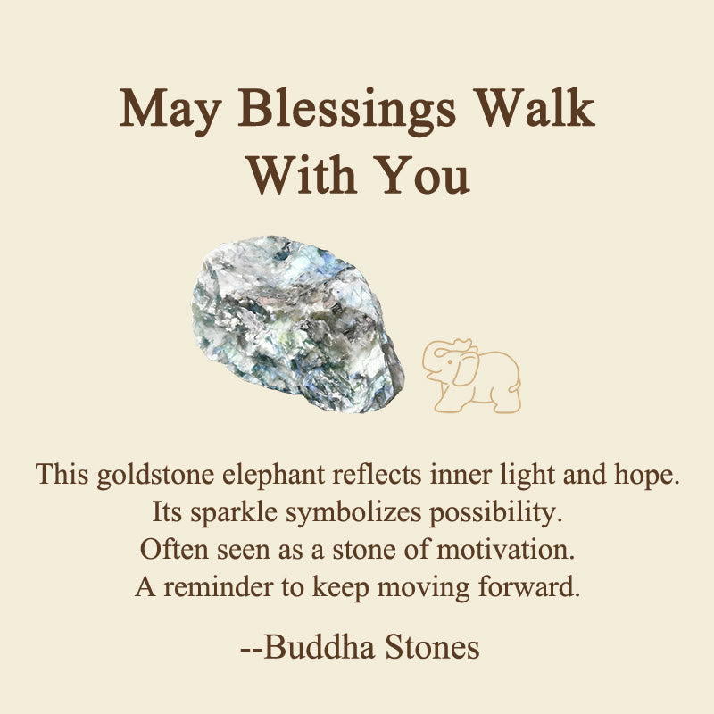 Nimara Ritual ''May Blessings Walk With You'' Natural Small Elephant Amazonite Amethyst Jade Black Obsidian Stone Decoration Includes Gift Message Card