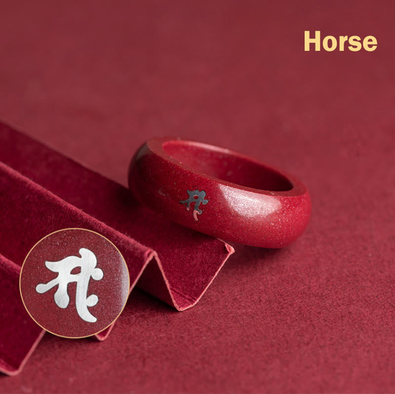 Nimara Ritual Chinese Zodiac Year Of The Horse Cinnabar Blessing Ring