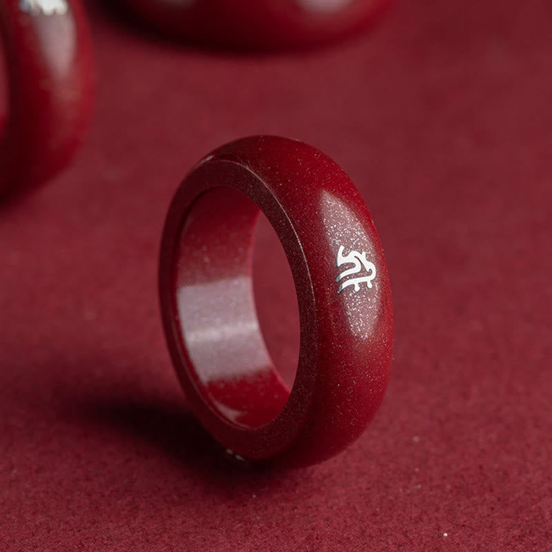 Nimara Ritual Chinese Zodiac Year Of The Horse Cinnabar Blessing Ring