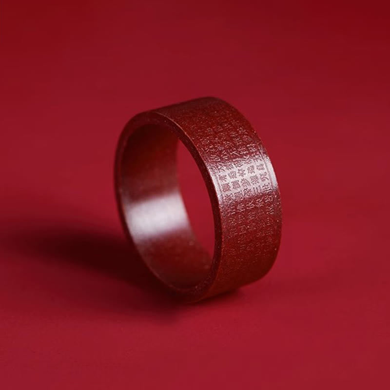 Concentration Blessing Cinnabar Om Mani Padme Hum Heart Sutra Ring