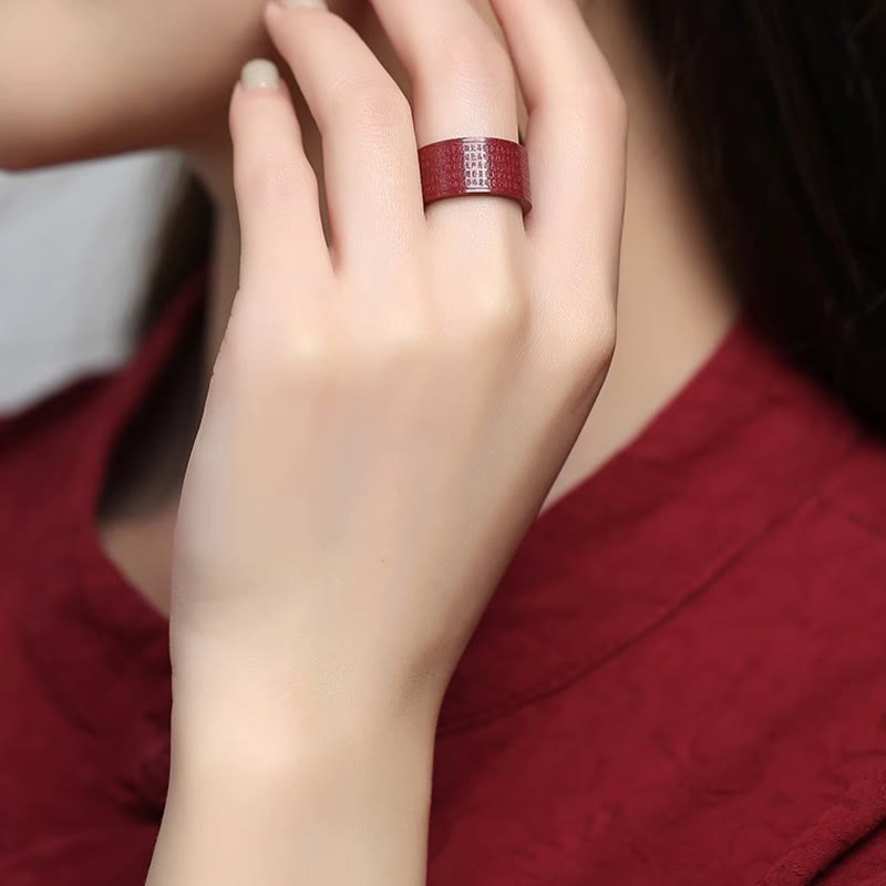 Nimara Ritual Cinnabar Om Mani Padme Hum Heart Sutra Blessing Ring