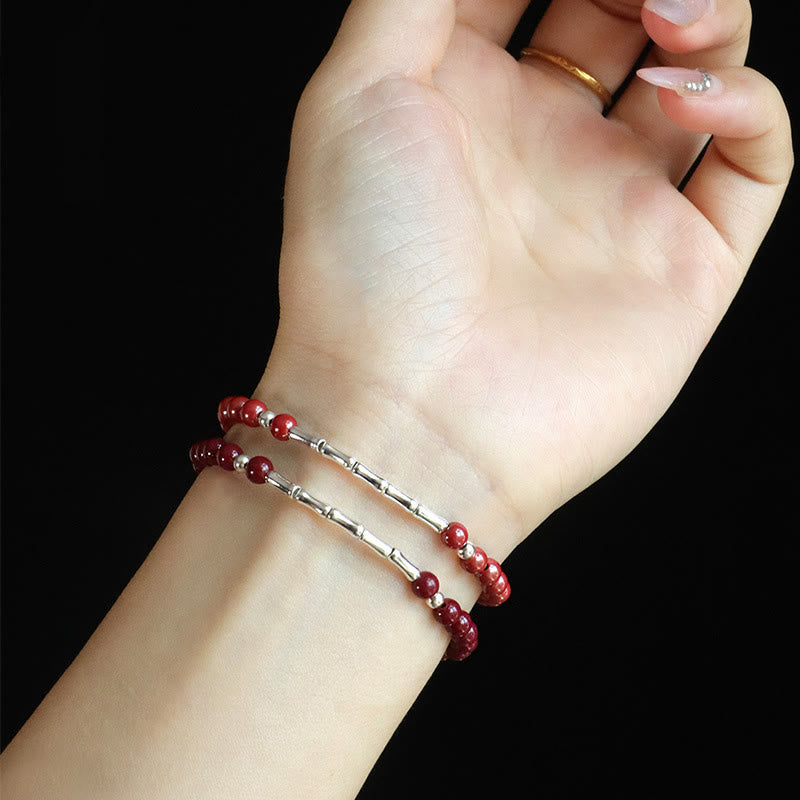 Nimara Ritual Cinnabar 925 Sterling Silver Calm Concentration Bracelet