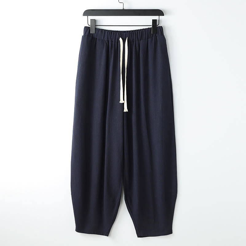 Nimara Ritual Summer Solid Color Drawstring Ankle-Length Men's Harem Pants With Pockets