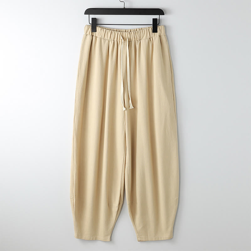 Nimara Ritual Summer Solid Color Drawstring Ankle-Length Men's Harem Pants With Pockets