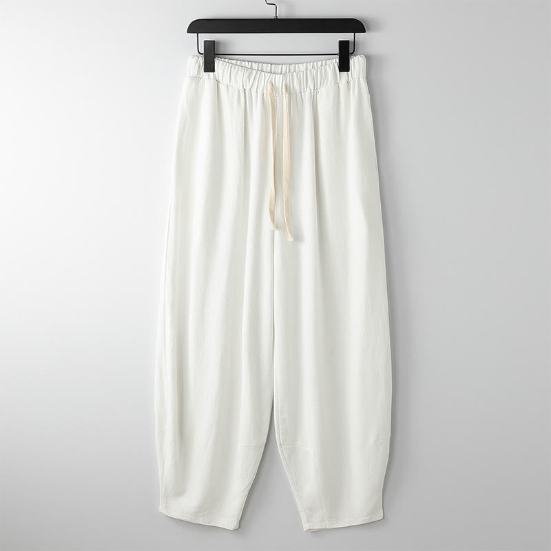 Nimara Ritual Summer Solid Color Drawstring Ankle-Length Men's Harem Pants With Pockets