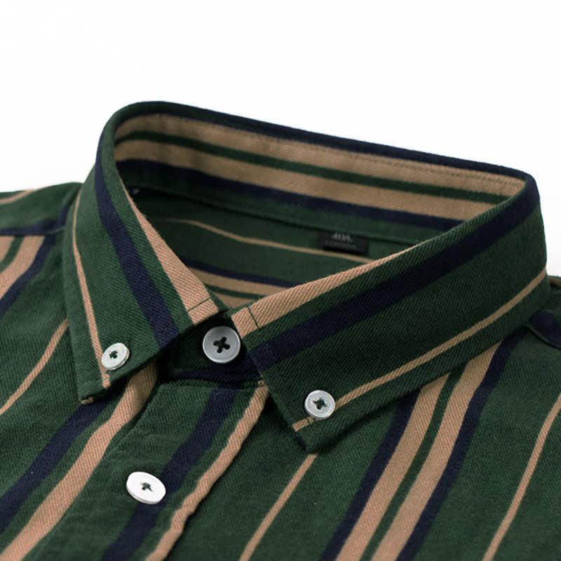 Nimara Ritual Retro Color Blocked Stripes Long Sleeve Button Men's Cotton Shirts With Pocket