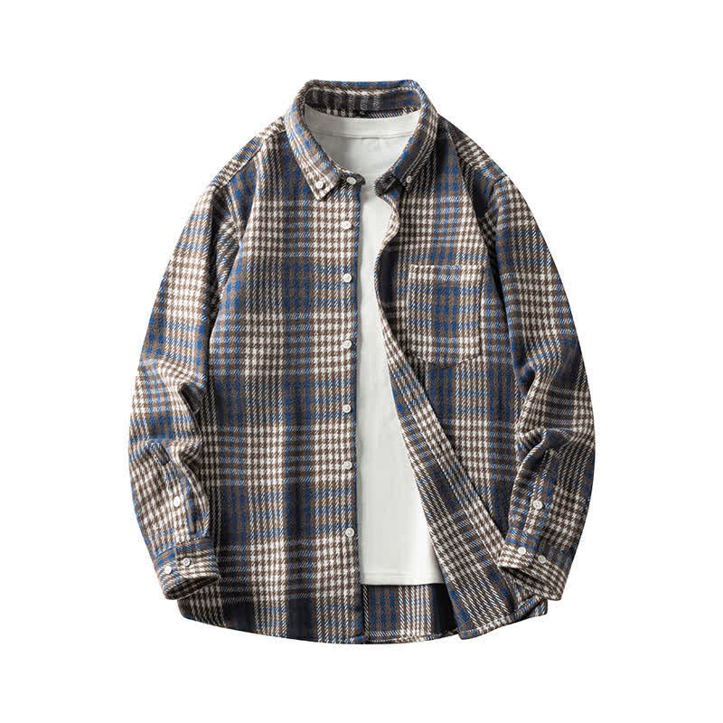 Nimara Ritual Commute Multicolor Plaid Button Men's Cotton Long Sleeve Shirts With Pocket
