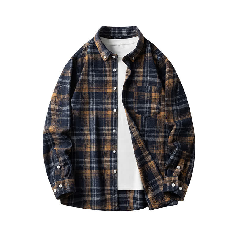 Nimara Ritual Commute Multicolor Plaid Button Men's Cotton Long Sleeve Shirts With Pocket