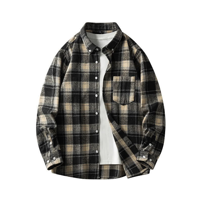 Nimara Ritual Commute Multicolor Plaid Button Men's Cotton Long Sleeve Shirts With Pocket