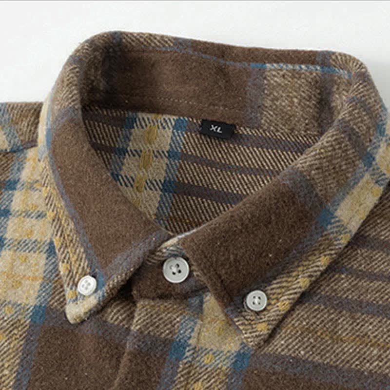 Nimara Ritual Commute Multicolor Plaid Button Men's Cotton Long Sleeve Shirts With Pocket