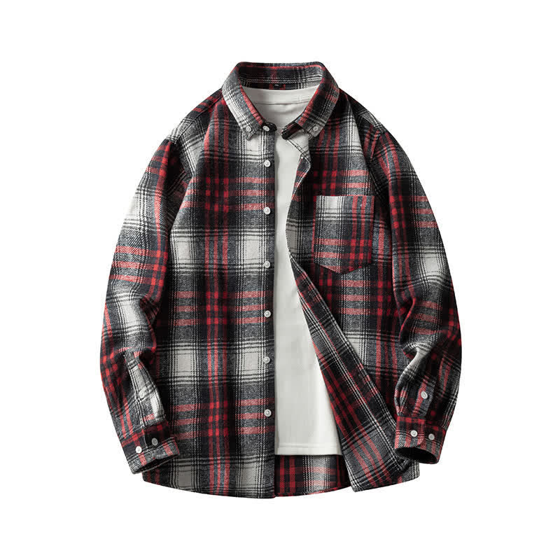 Nimara Ritual Commute Multicolor Plaid Button Men's Cotton Long Sleeve Shirts With Pocket