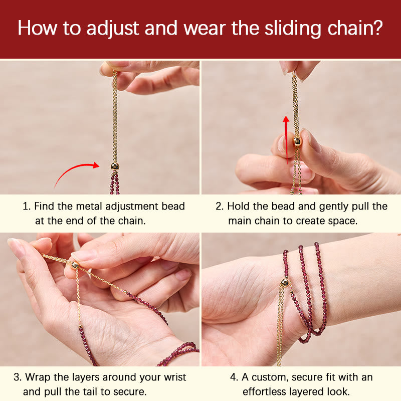 Protection and Purification Small Natural Garnet Triple Wrap Bracelet
